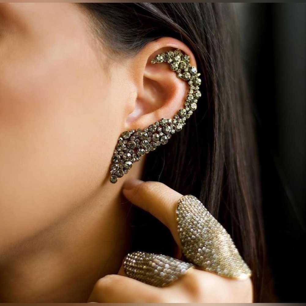 Ear climber style earrings.
